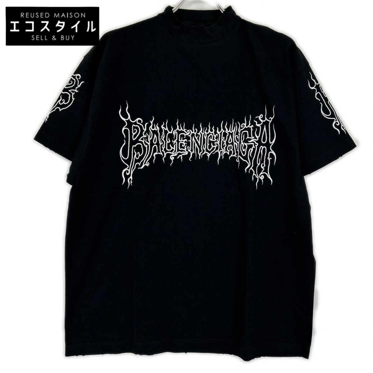 BALENCIAGA バレンシアガ 23年 739028 ブラック ダークウェーブコットンTシャツ トップス