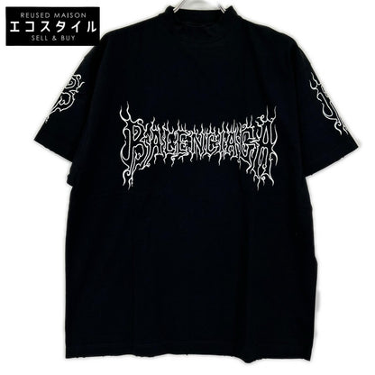 BALENCIAGA バレンシアガ 23年 739028 ブラック ダークウェーブコットンTシャツ トップス