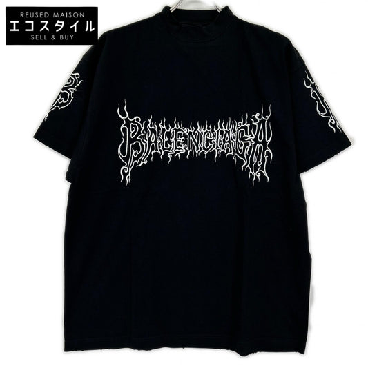 BALENCIAGA バレンシアガ 23年 739028 ブラック ダークウェーブコットンTシャツ トップス