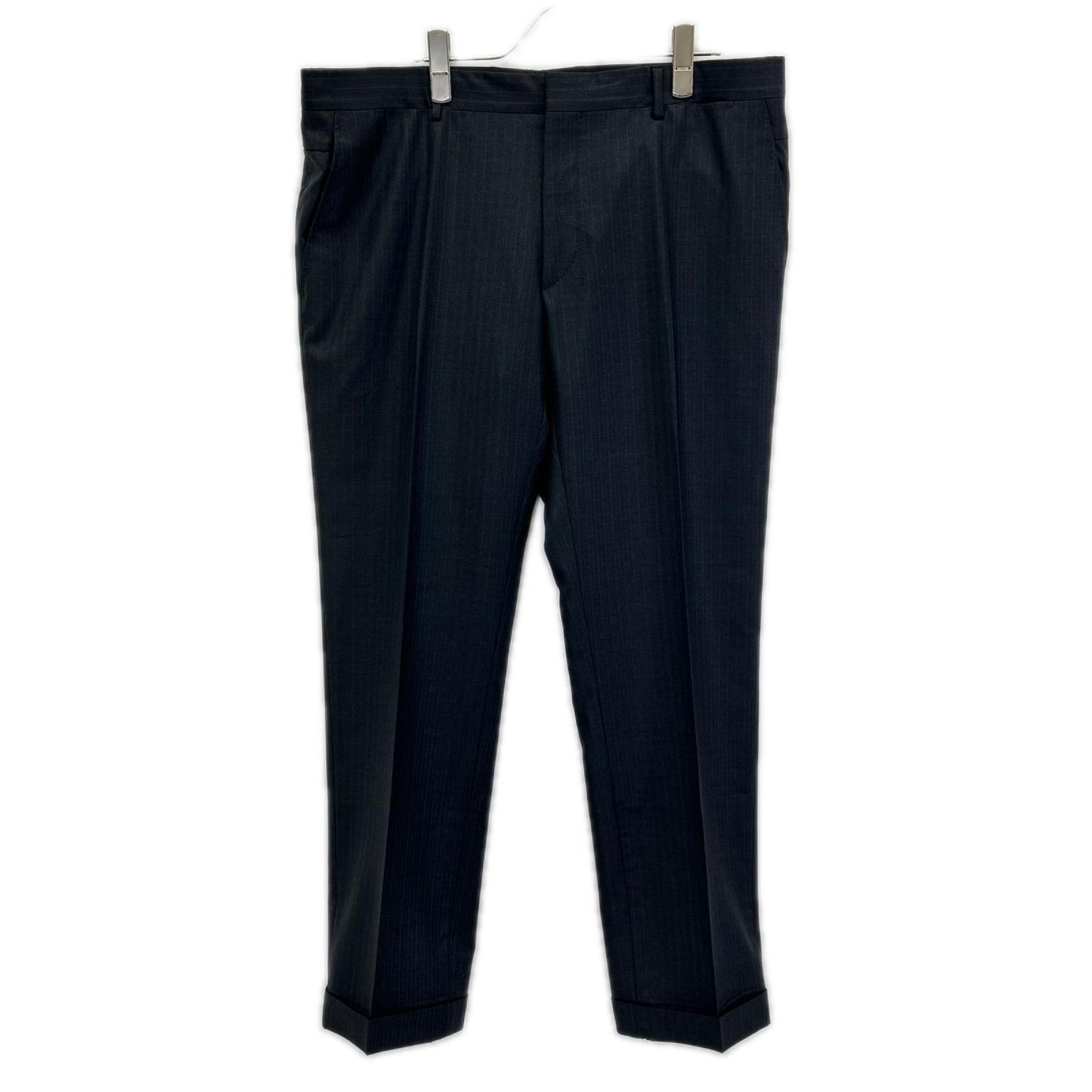HERMES エルメス 14AW A9802 グレー シャドーストライプ SUPER150s 2Bジャケット パンツ セットアップ スーツ セットアップ