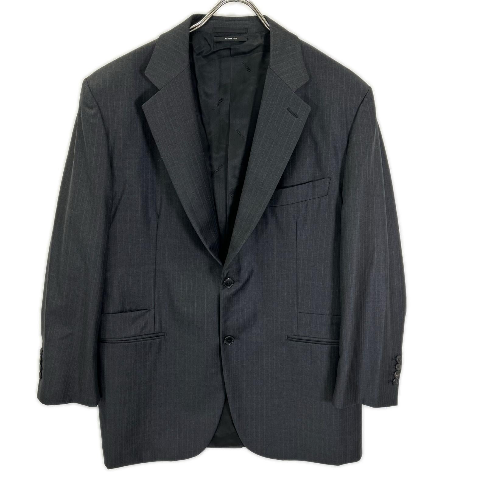 HERMES エルメス 14AW A9802 グレー シャドーストライプ SUPER150s 2Bジャケット パンツ セットアップ スーツ セットアップ