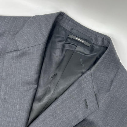 HERMES エルメス 14AW A9802 グレー シャドーストライプ SUPER150s 2Bジャケット パンツ セットアップ スーツ セットアップ