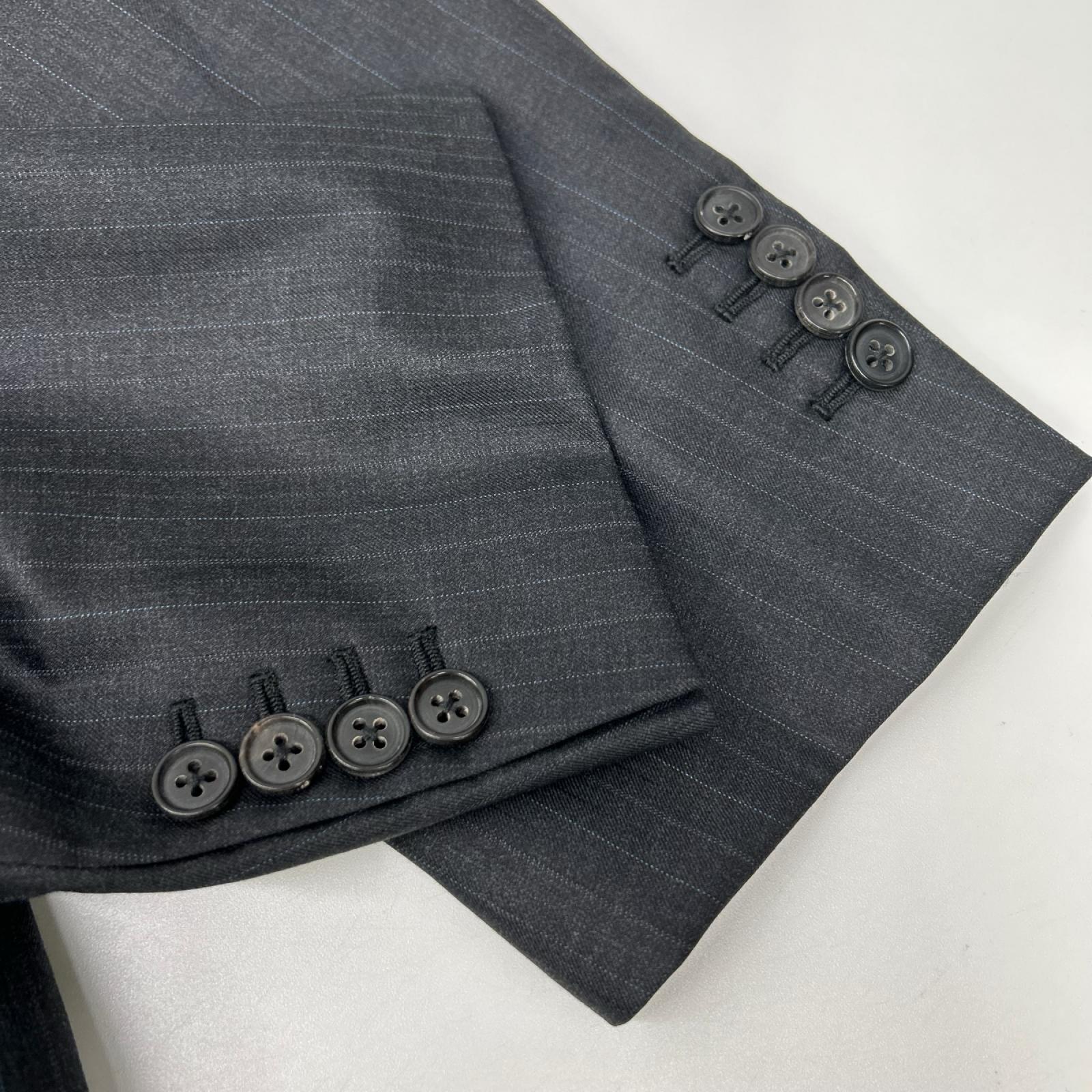 HERMES エルメス 14AW A9802 グレー シャドーストライプ SUPER150s 2Bジャケット パンツ セットアップ スーツ セットアップ