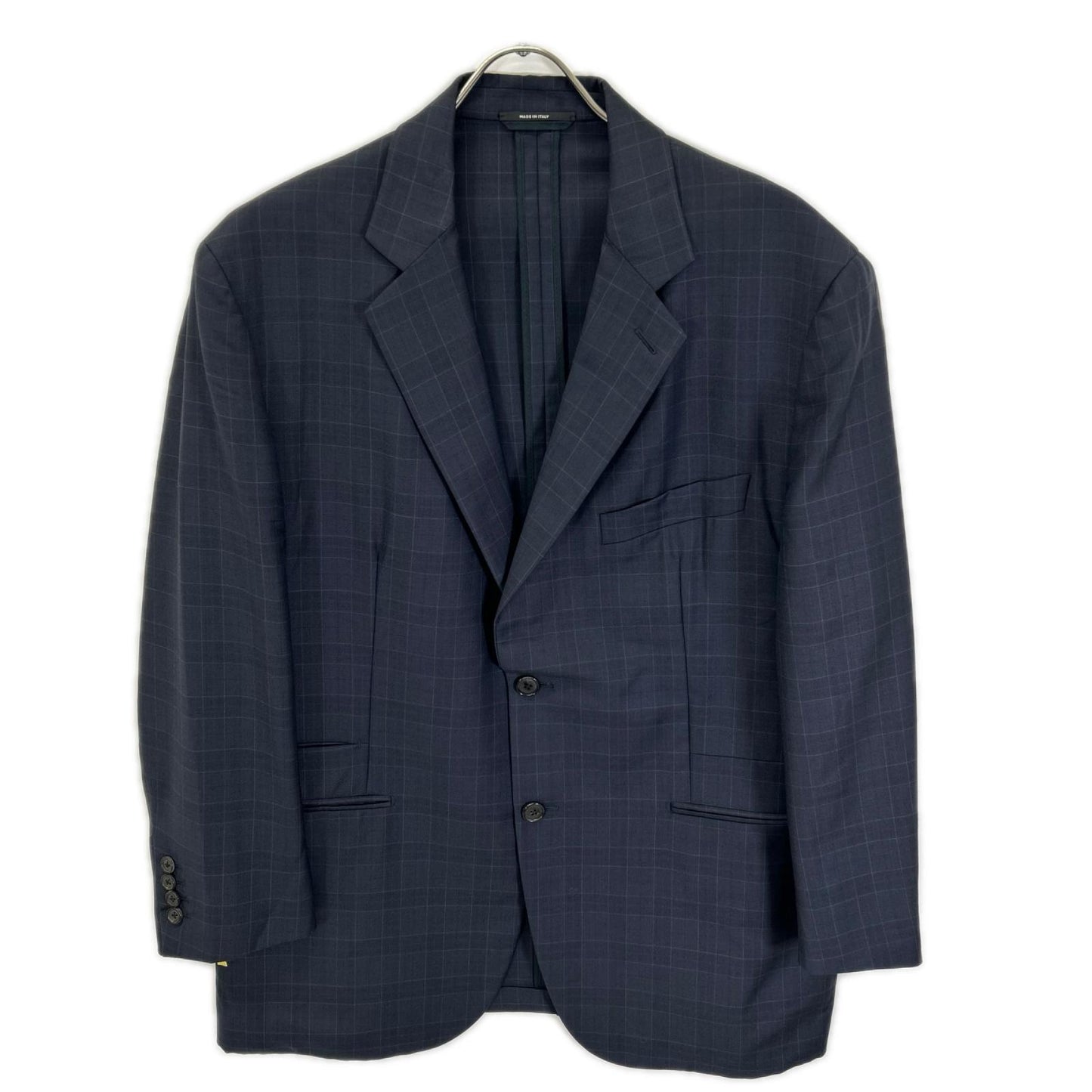 HERMES エルメス 17SS ネイビー ウィンドウペン SUPER150s テーラード 2Bジャケット ジャケット