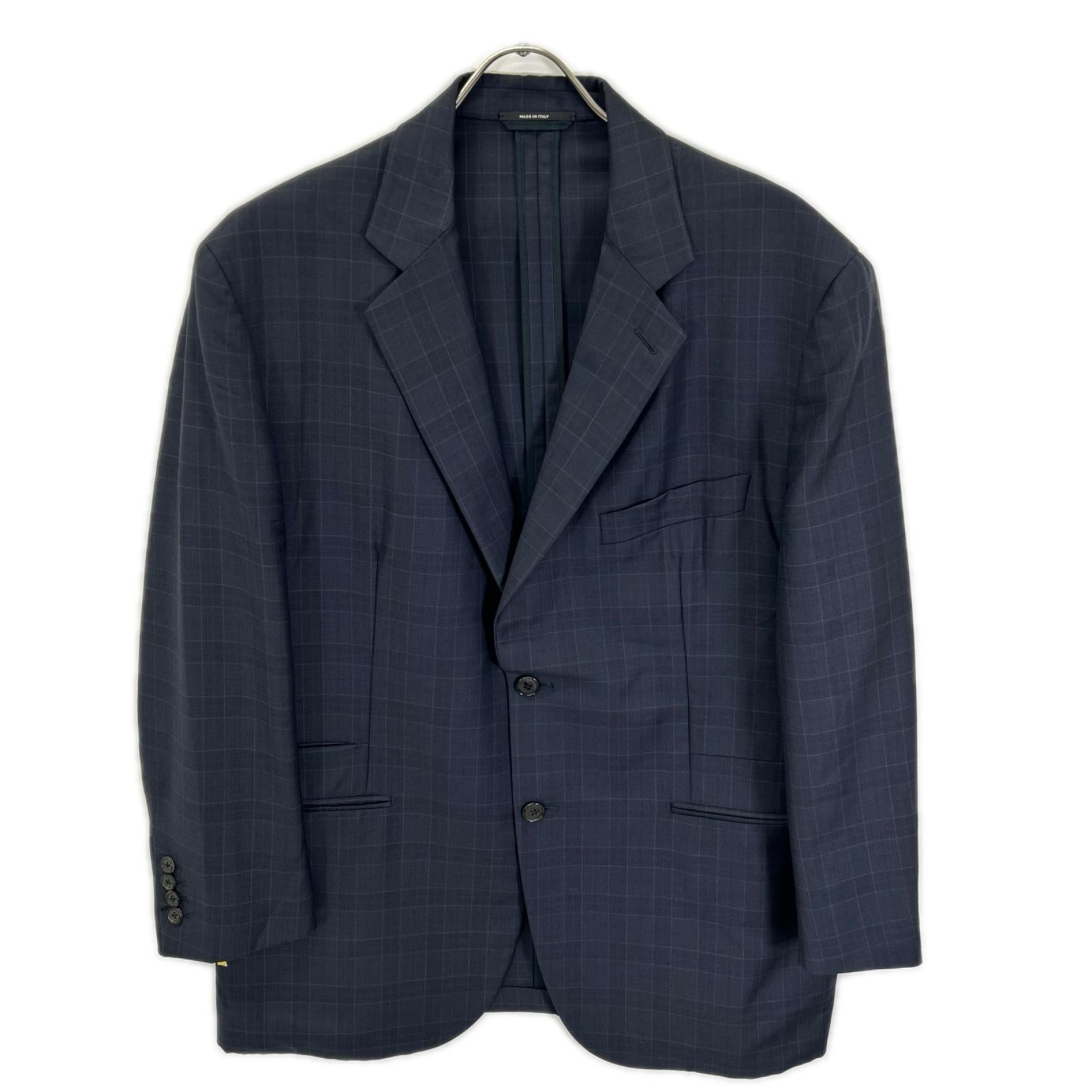 HERMES エルメス 17SS ネイビー ウィンドウペン SUPER150s テーラード 2Bジャケット ジャケット