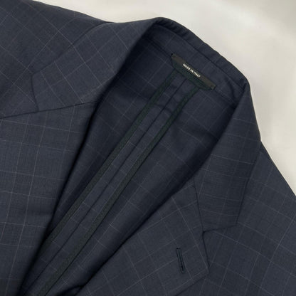 HERMES エルメス 17SS ネイビー ウィンドウペン SUPER150s テーラード 2Bジャケット ジャケット