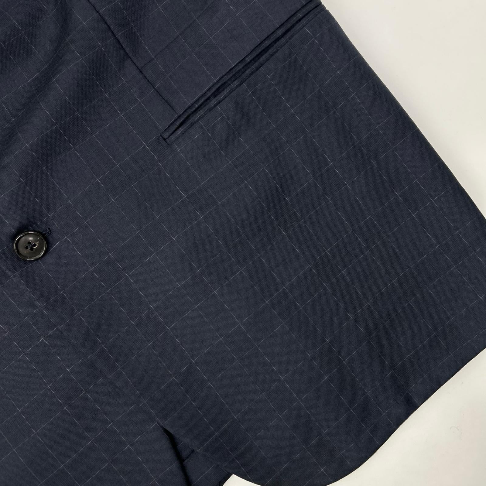 HERMES エルメス 17SS ネイビー ウィンドウペン SUPER150s テーラード 2Bジャケット ジャケット
