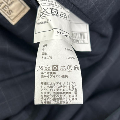 HERMES エルメス 17SS ネイビー ウィンドウペン SUPER150s テーラード 2Bジャケット ジャケット