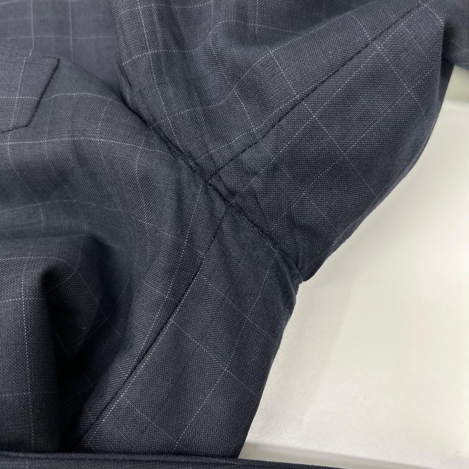 HERMES エルメス 17SS ネイビー ウィンドウペン SUPER150s テーラード 2Bジャケット ジャケット