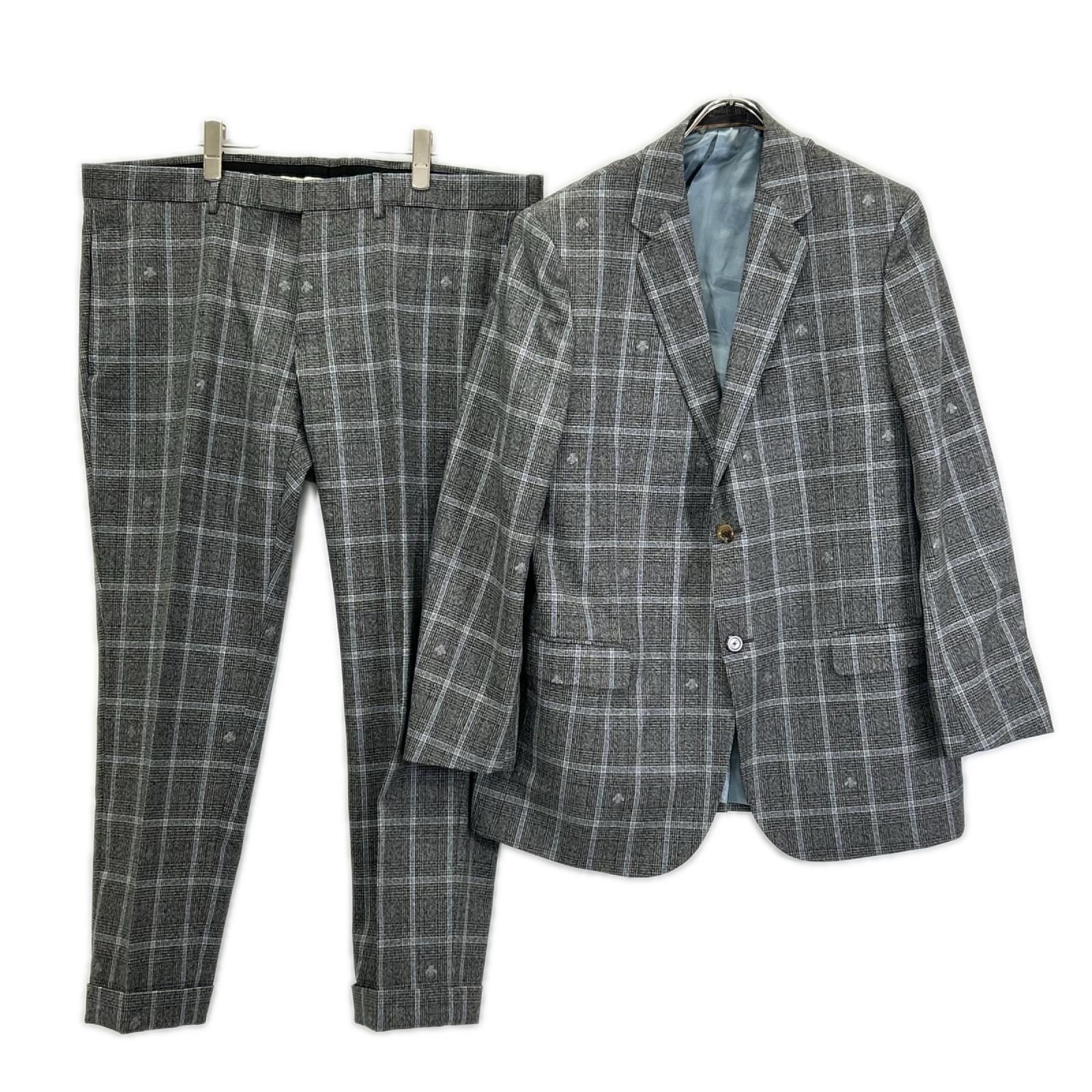 GUCCI グッチ グレー Bee×チェック 2Pスーツ セットアップ　552806 スーツ セットアップ