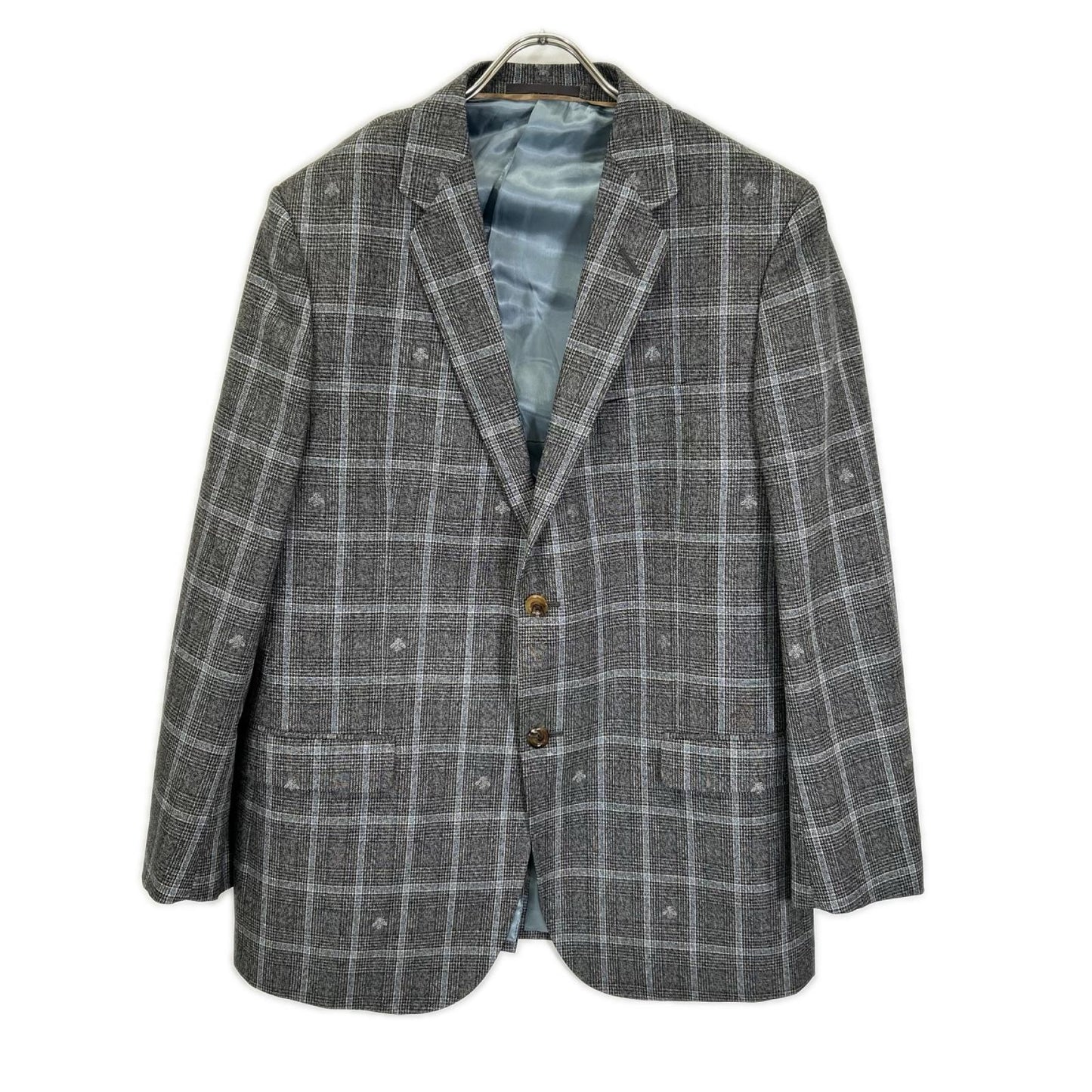 GUCCI グッチ グレー Bee×チェック 2Pスーツ セットアップ　552806 スーツ セットアップ