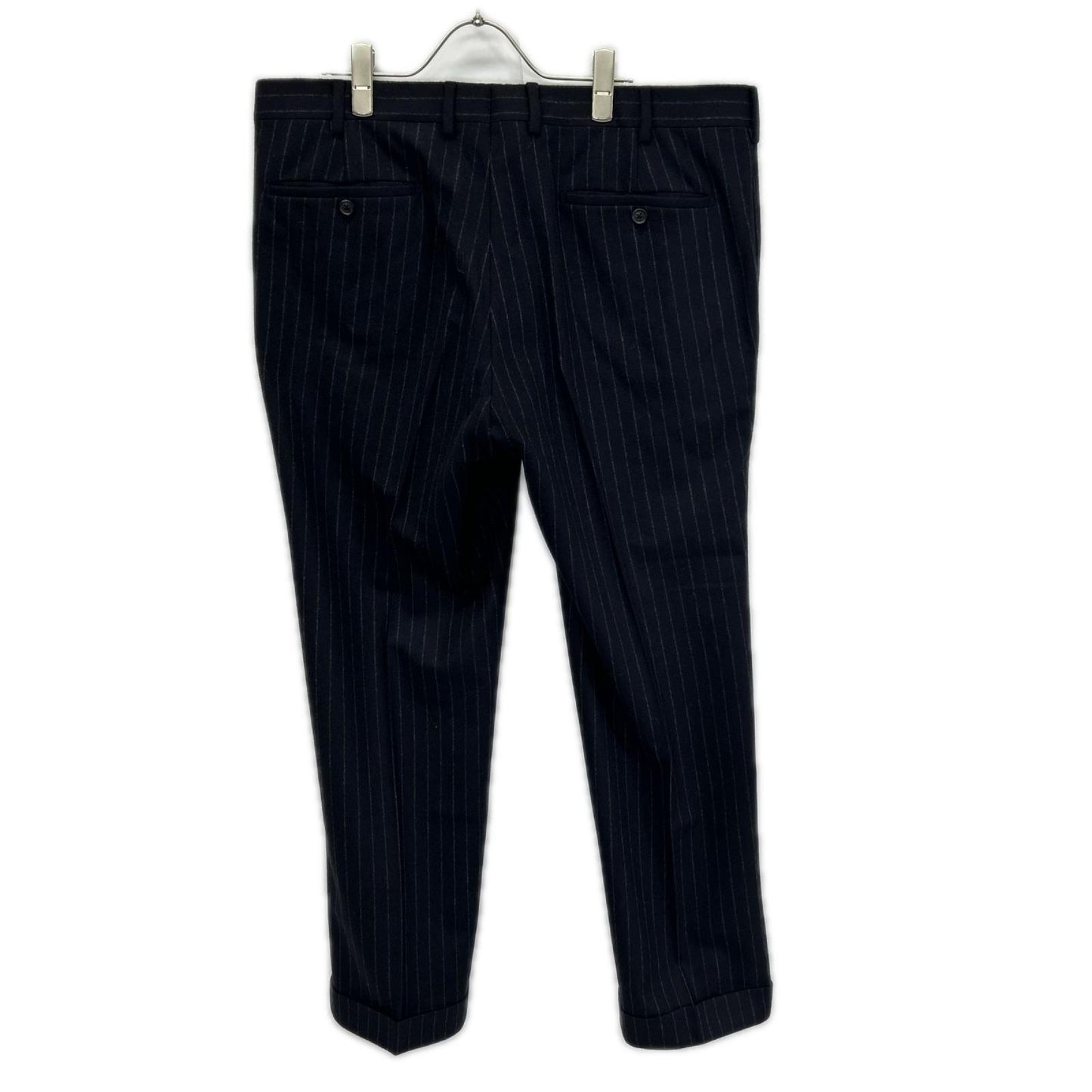 HERMES エルメス 14AW ネイビー ストライプ ヴァージンウール100 3Bジャケット パンツ スーツ セットアップ スーツ セットアップ