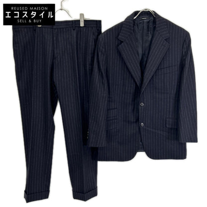 HERMES エルメス 14AW ネイビー ストライプ ヴァージンウール100 3Bジャケット パンツ スーツ セットアップ スーツ セットアップ