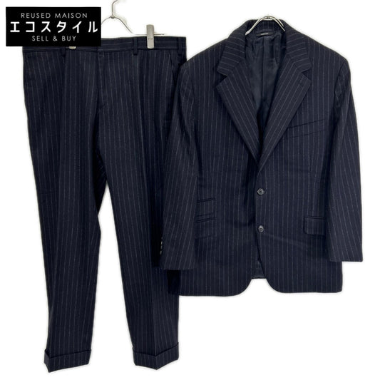 HERMES エルメス 14AW ネイビー ストライプ ヴァージンウール100 3Bジャケット パンツ スーツ セットアップ スーツ セットアップ