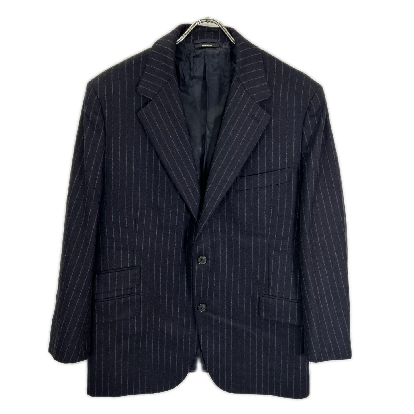 HERMES エルメス 14AW ネイビー ストライプ ヴァージンウール100 3Bジャケット パンツ スーツ セットアップ スーツ セットアップ