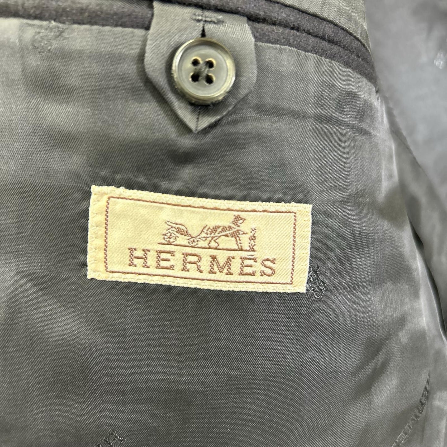HERMES エルメス 14AW ネイビー ストライプ ヴァージンウール100 3Bジャケット パンツ スーツ セットアップ スーツ セットアップ