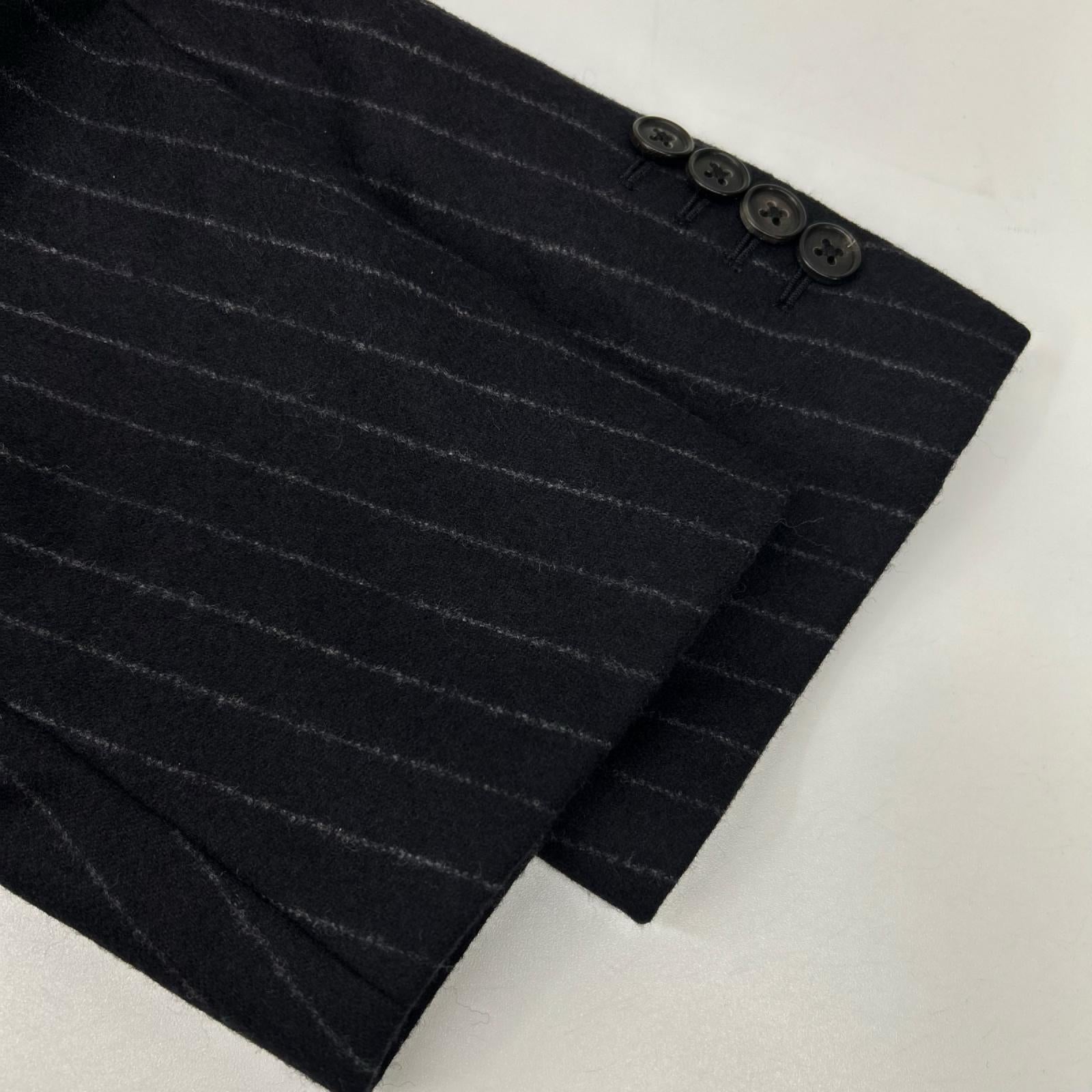 HERMES エルメス 14AW ネイビー ストライプ ヴァージンウール100 3Bジャケット パンツ スーツ セットアップ スーツ セットアップ