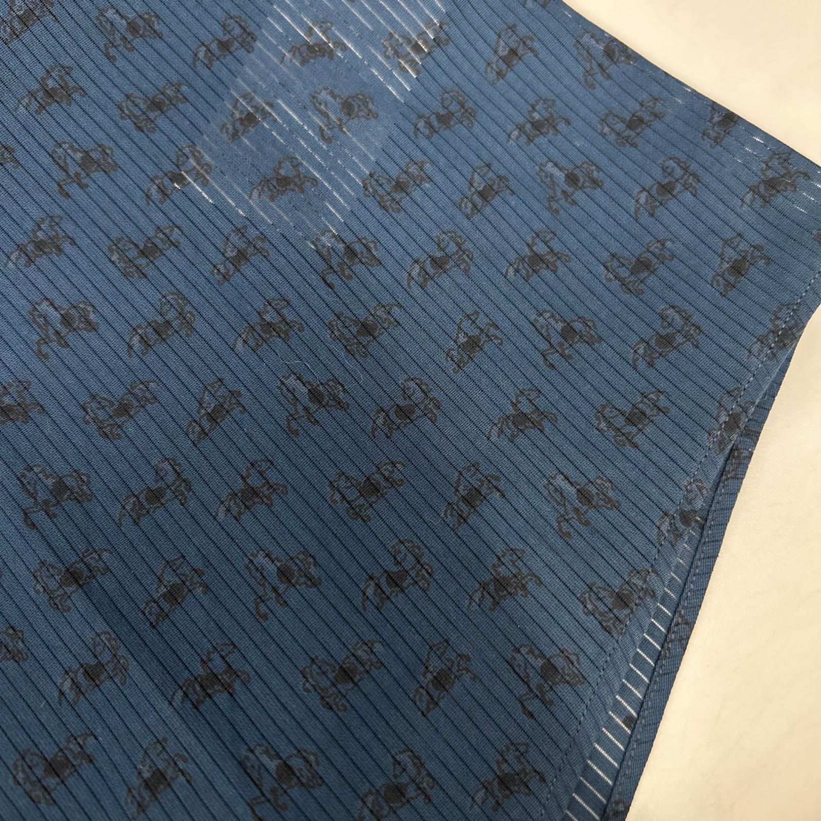 HERMES エルメス ブルー ホース柄 長袖 セリエボタンコットンシャツ トップス