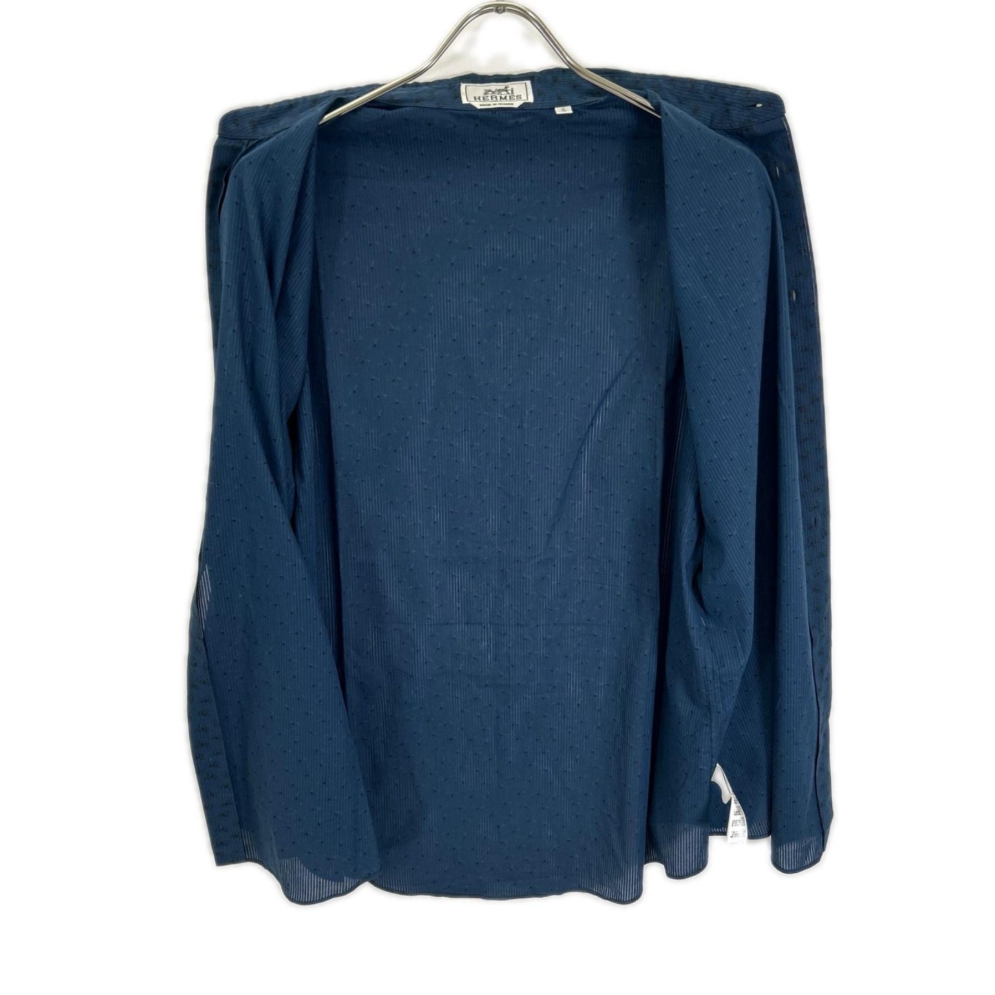 HERMES エルメス ブルー ホース柄 長袖 セリエボタンコットンシャツ トップス