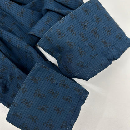 HERMES エルメス ブルー ホース柄 長袖 セリエボタンコットンシャツ トップス