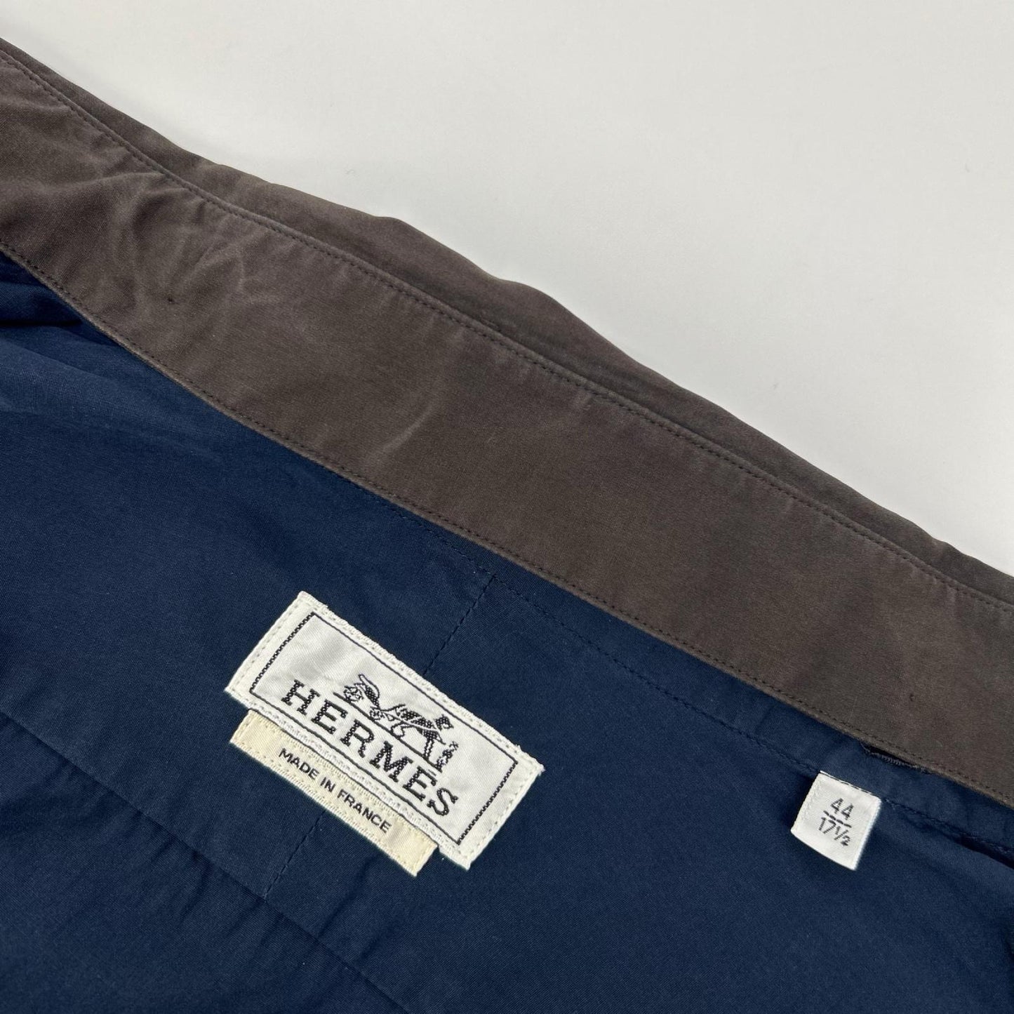HERMES エルメス ブラウン×ブラウン 付け襟2WAY　バンドカラーシャツ トップス