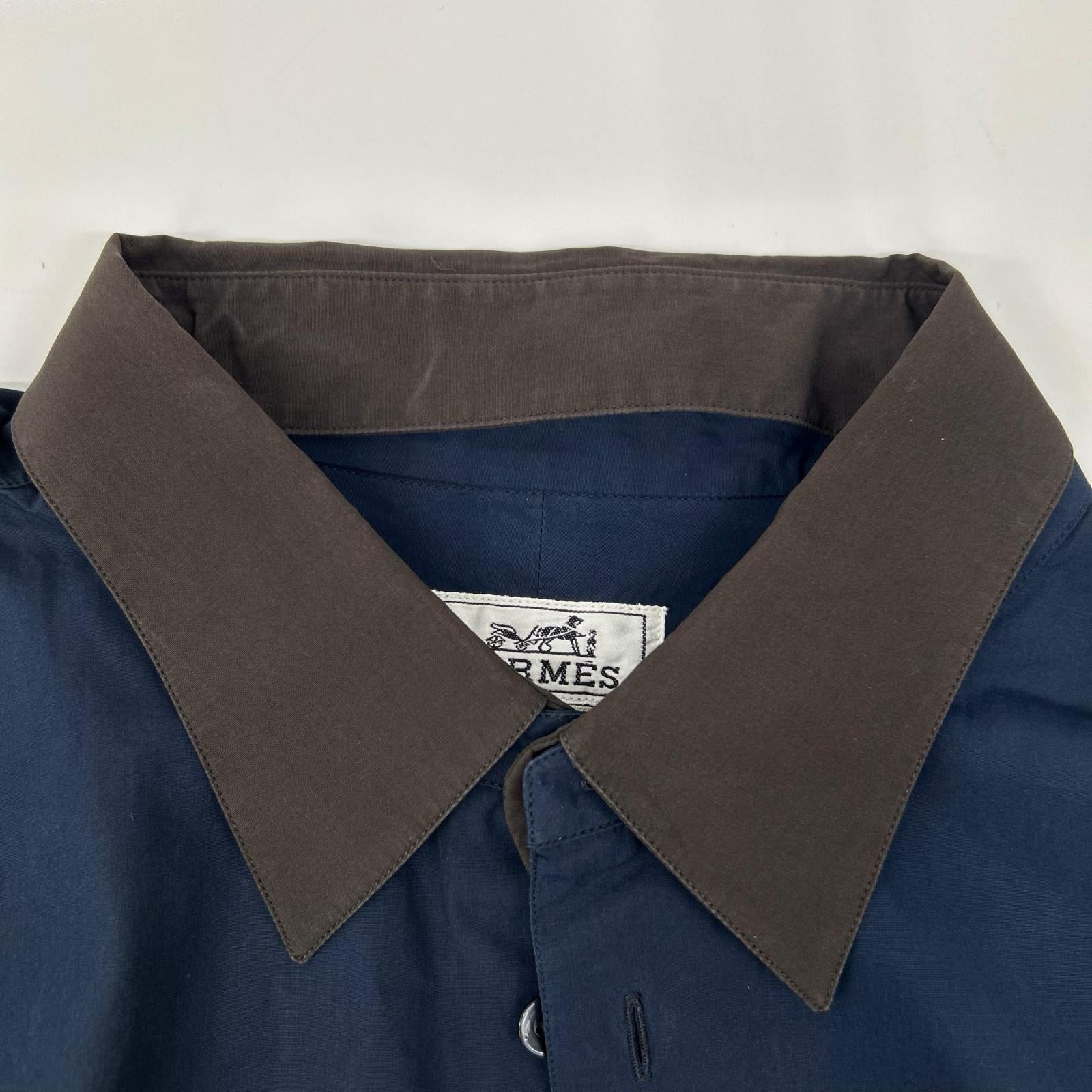 HERMES エルメス ブラウン×ブラウン 付け襟2WAY　バンドカラーシャツ トップス