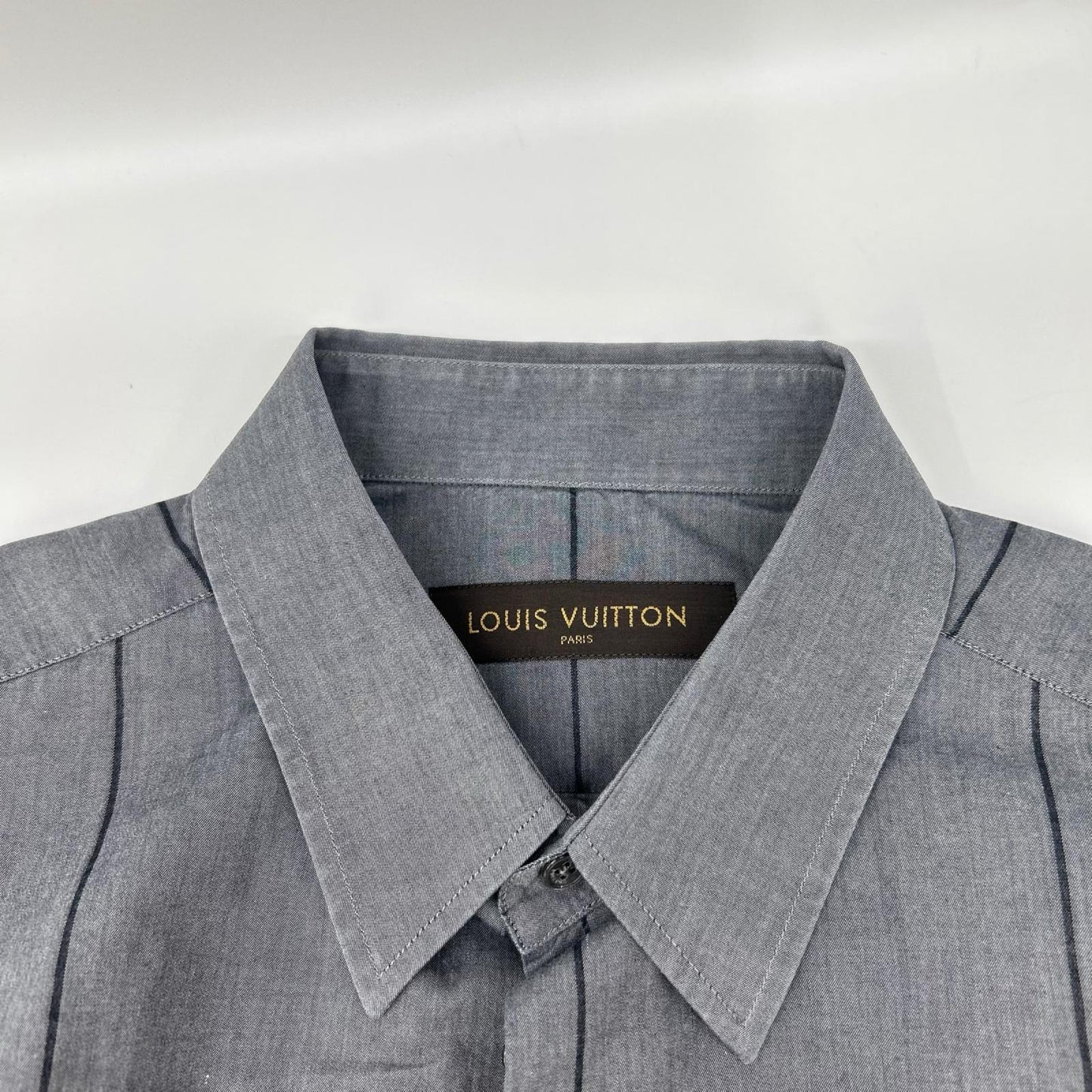 LOUIS VUITTON ルイヴィトン グレー シェプロンストライプ シャツ トップス