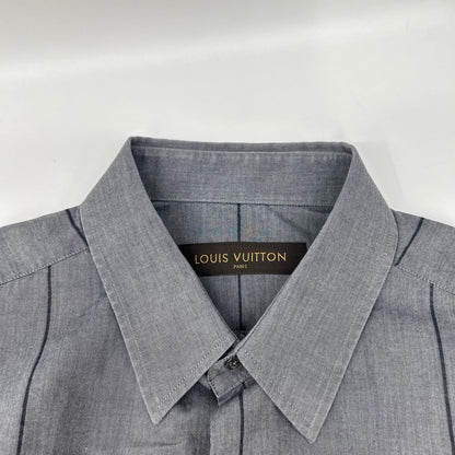 LOUIS VUITTON ルイヴィトン グレー シェプロンストライプ シャツ トップス