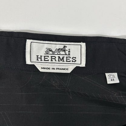 HERMES エルメス ブラック バックデザイン セリエボタン ドレスシャツ トップス