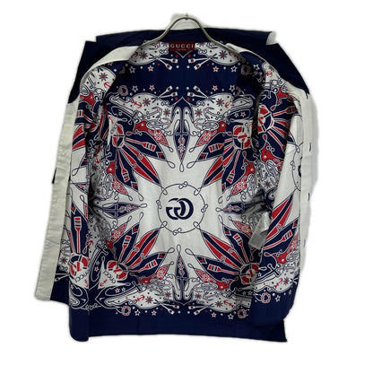 GUCCI グッチ 787257 ネイビー×ホワイト バンダナプリント アロハシャツ トップス