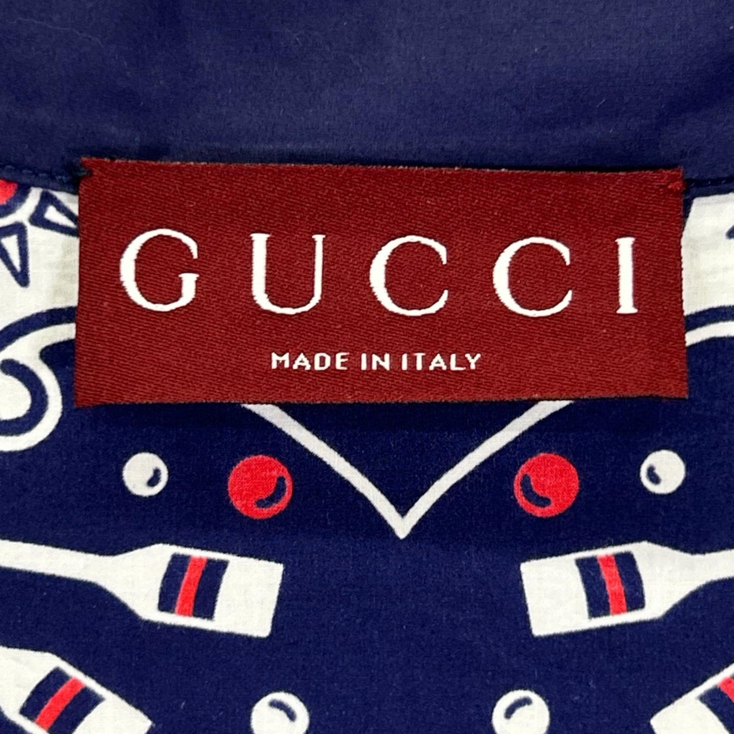 GUCCI グッチ 787257 ネイビー×ホワイト バンダナプリント アロハシャツ トップス