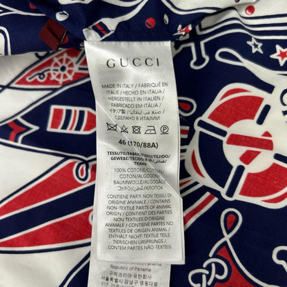 GUCCI グッチ 787257 ネイビー×ホワイト バンダナプリント アロハシャツ トップス