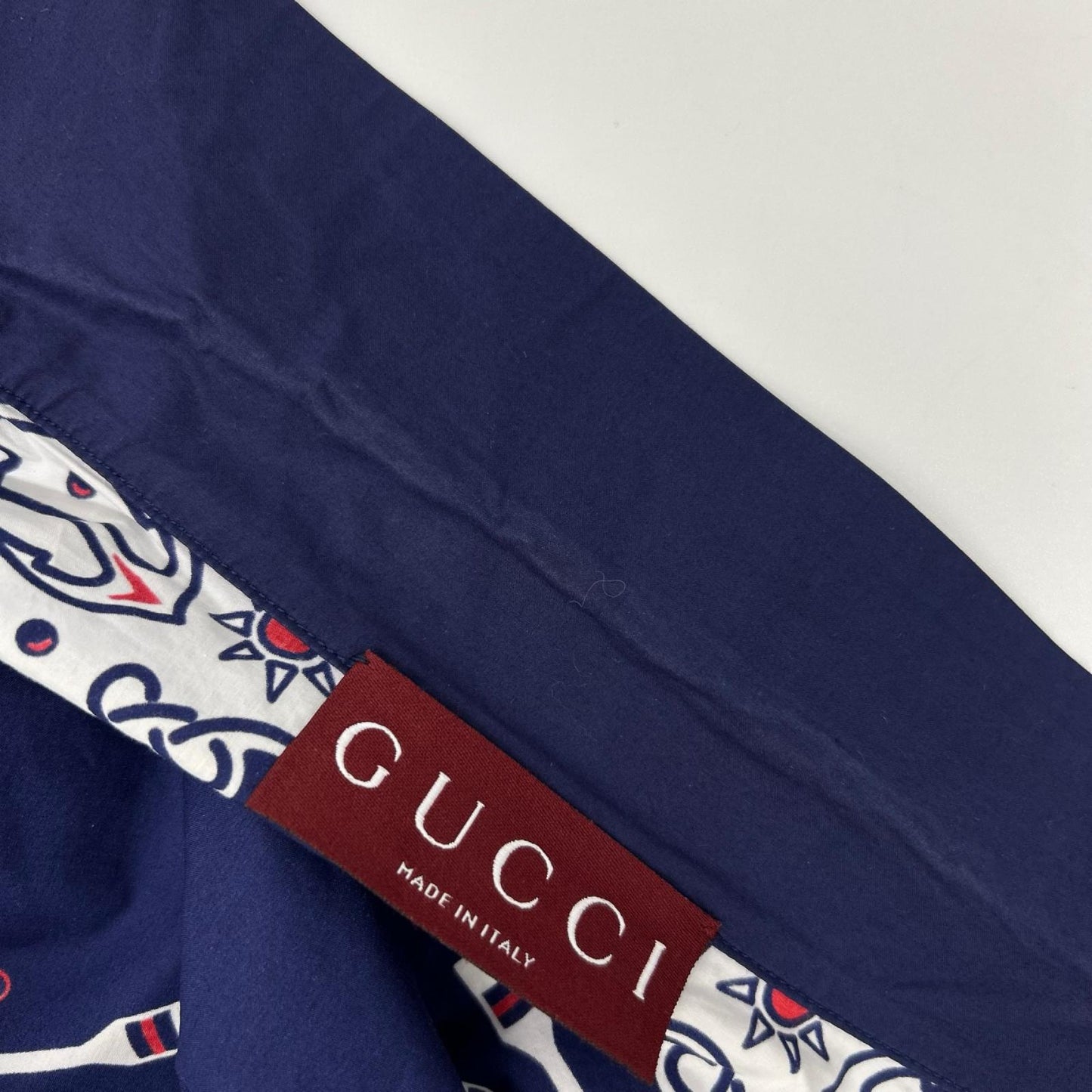 GUCCI グッチ 787257 ネイビー×ホワイト バンダナプリント アロハシャツ トップス