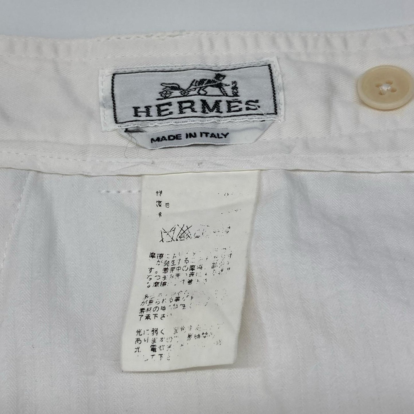 HERMES エルメス ホワイト コットン ショートカーゴパンツ ボトムス