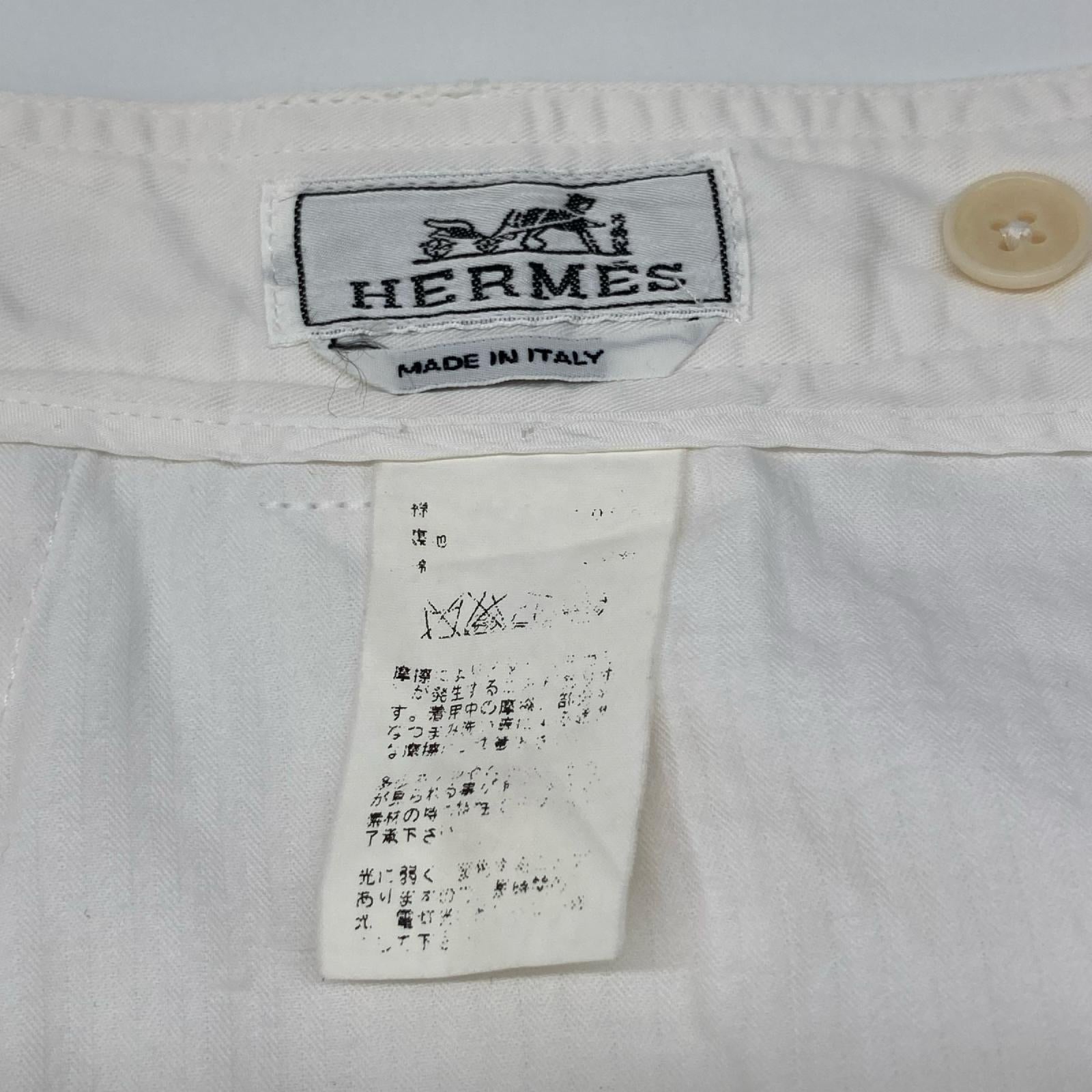HERMES エルメス ホワイト コットン ショートカーゴパンツ ボトムス