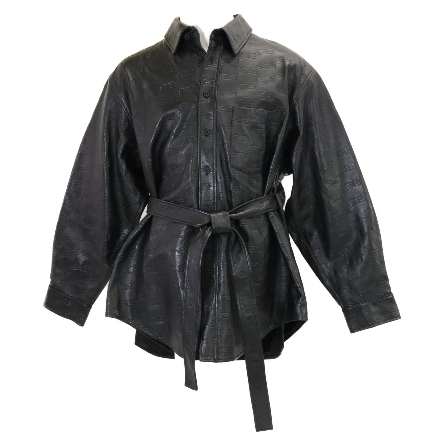 BALENCIAGA バレンシアガ 【新品/国内正規】704677 BBモノグラムレザー ベルト付 長袖シャツジャケット ジャケット