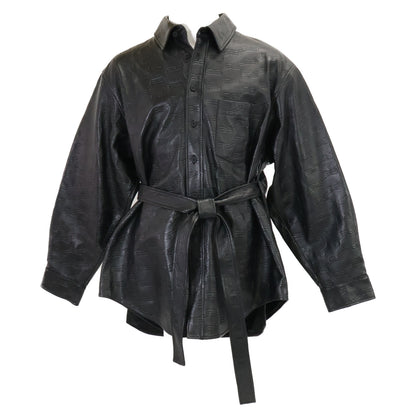 BALENCIAGA バレンシアガ 【新品/国内正規】704677 BBモノグラムレザー ベルト付 長袖シャツジャケット ジャケット