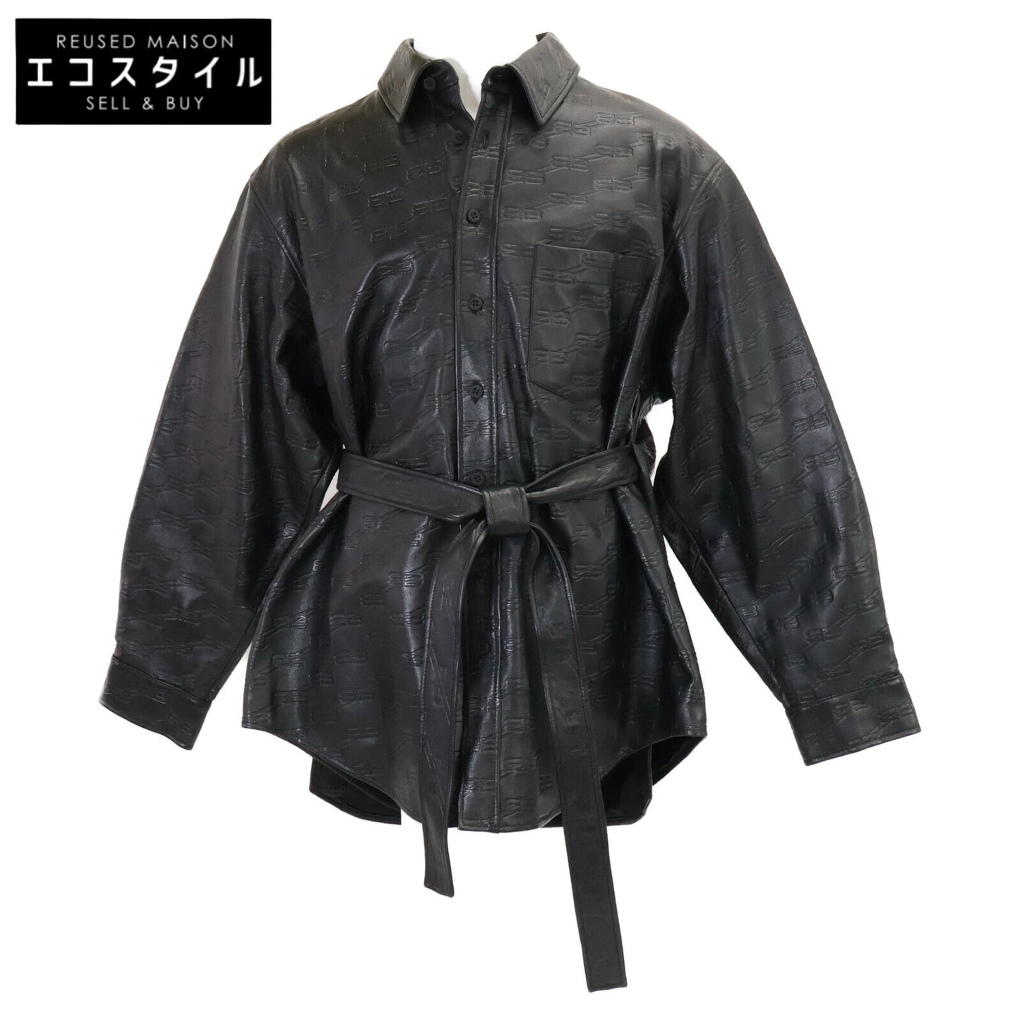 BALENCIAGA バレンシアガ 【新品/国内正規】704677 BBモノグラムレザー ベルト付 長袖シャツジャケット ジャケット