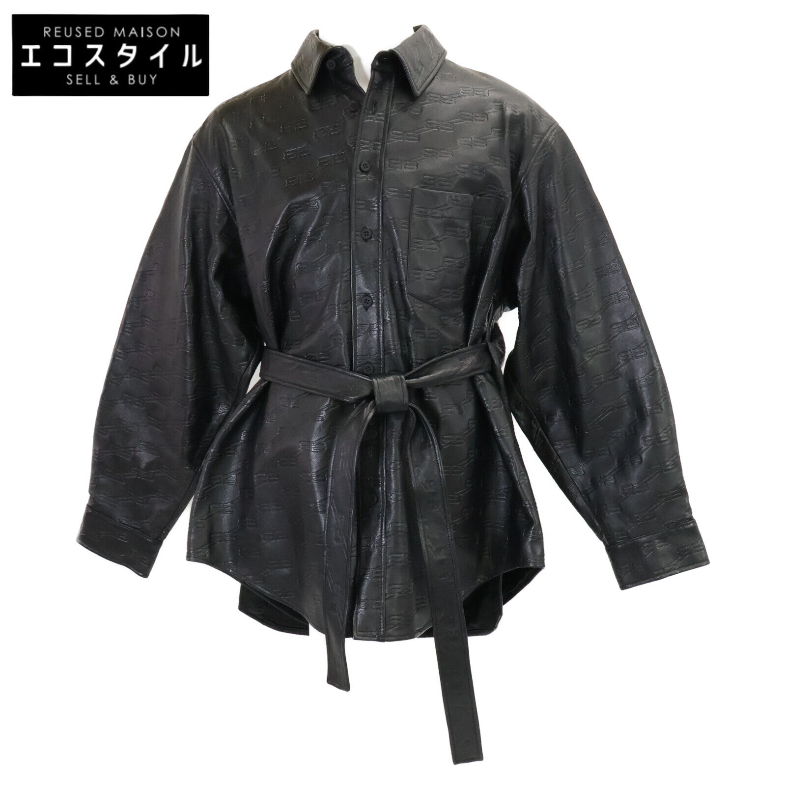 BALENCIAGA バレンシアガ 【新品/国内正規】704677 BBモノグラムレザー ベルト付 長袖シャツジャケット ジャケット