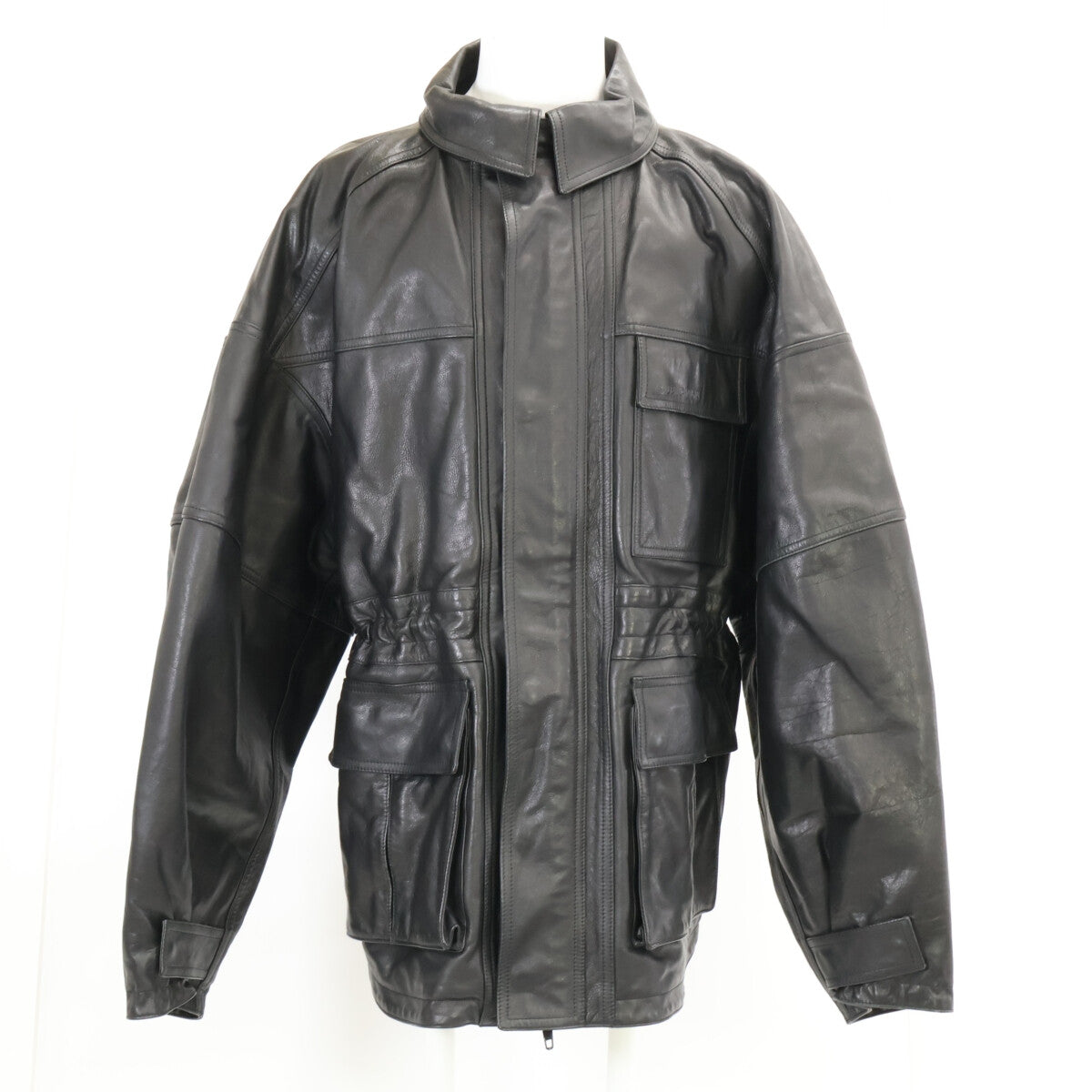 BALENCIAGA バレンシアガ 【美品/国内正規】662135 レザー 3ポケット ドローストリング ジャケット ジャケット