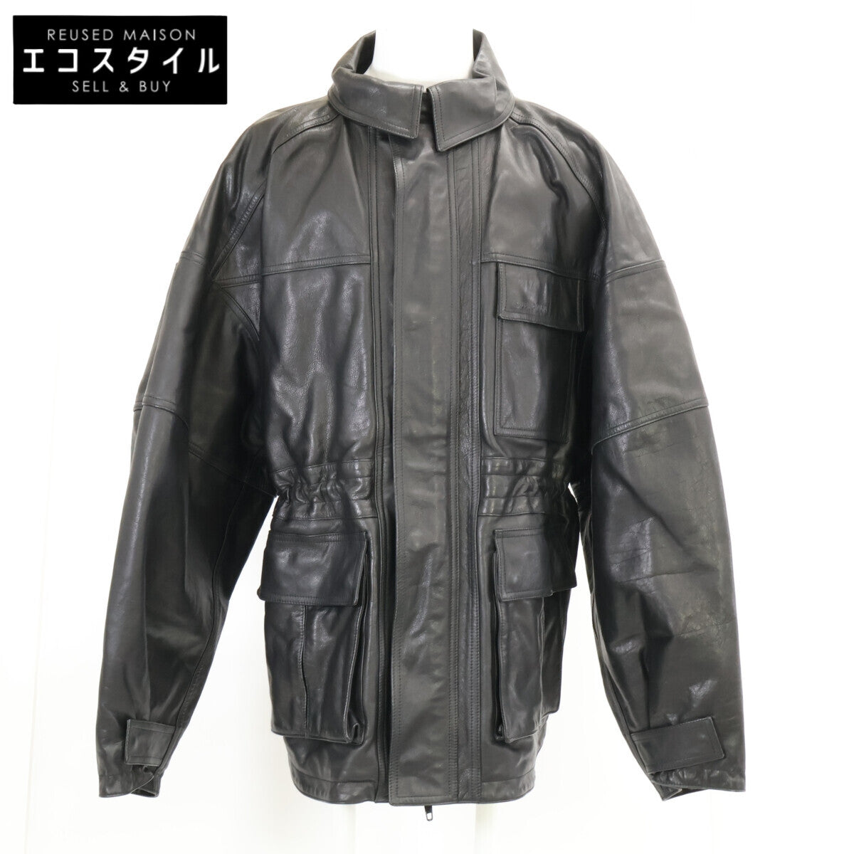 BALENCIAGA バレンシアガ 【美品/国内正規】662135 レザー 3ポケット ドローストリング ジャケット ジャケット