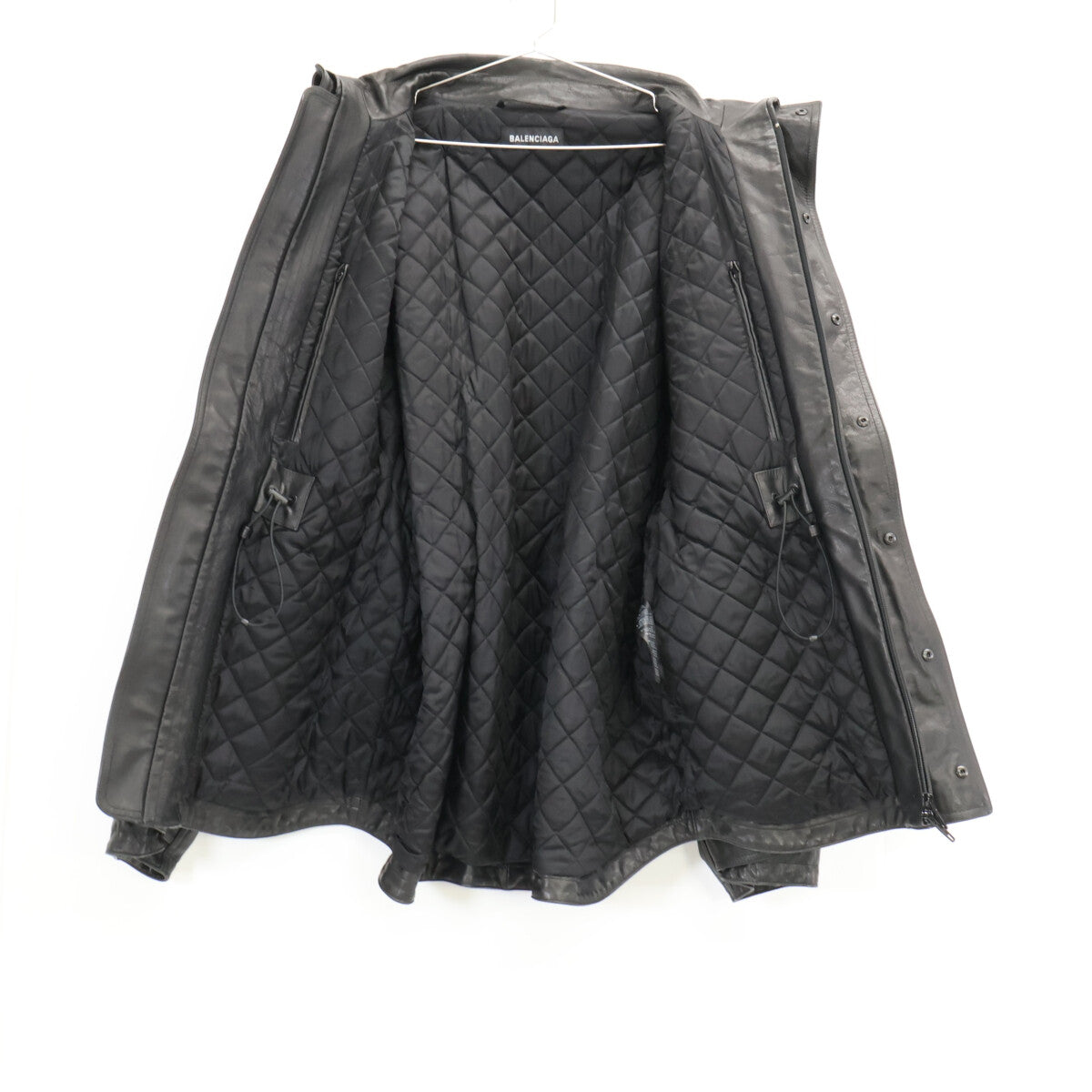 BALENCIAGA バレンシアガ 【美品/国内正規】662135 レザー 3ポケット ドローストリング ジャケット ジャケット