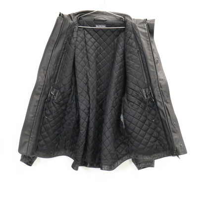 BALENCIAGA バレンシアガ 【美品/国内正規】662135 レザー 3ポケット ドローストリング ジャケット ジャケット