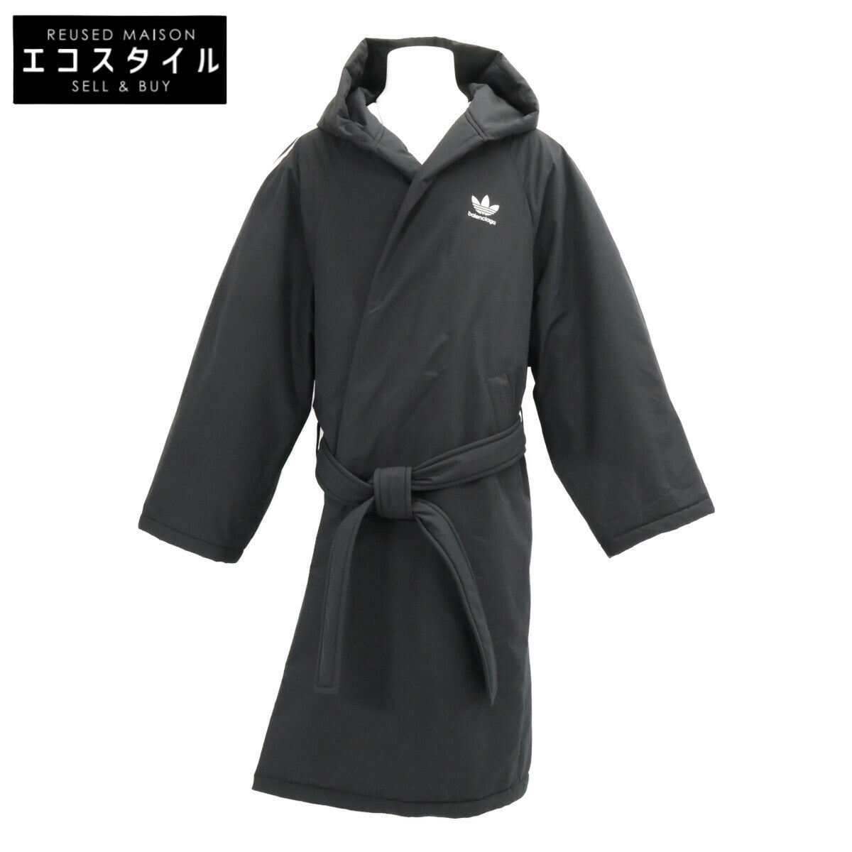 BALENCIAGA バレンシアガ ｘadidas アディダス【美品/国内正規】728301 スリーライン ベルト付 中綿入り フーディ ロング コート