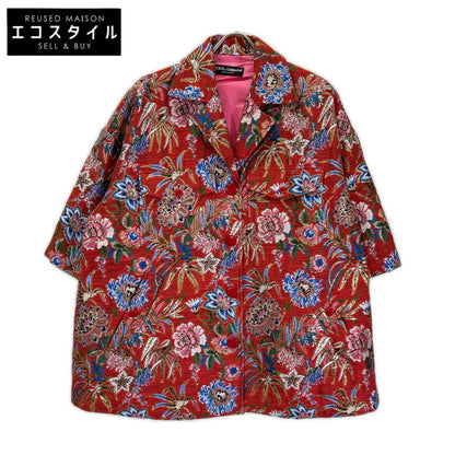 DOLCE&GABBANA ドルチェアンドガッバーナ F0B6AT レッドフローラル ジャカードボタンダウンコート コート