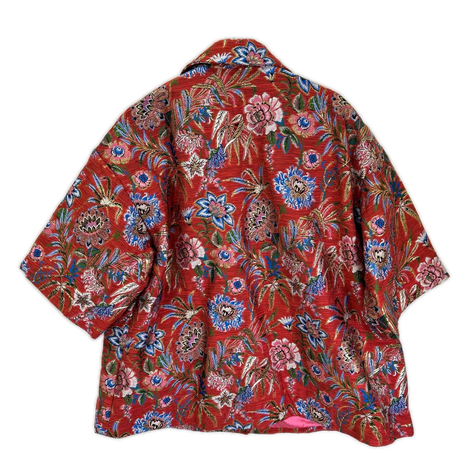 DOLCE&GABBANA ドルチェアンドガッバーナ F0B6AT レッドフローラル ジャカードボタンダウンコート コート
