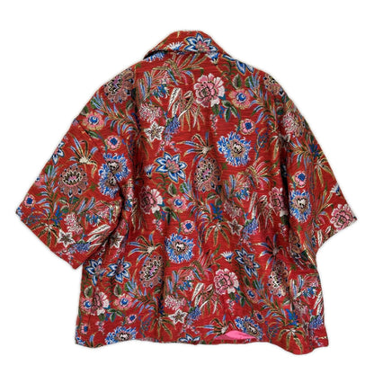 DOLCE&GABBANA ドルチェアンドガッバーナ F0B6AT レッドフローラル ジャカードボタンダウンコート コート