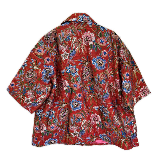 DOLCE&GABBANA ドルチェアンドガッバーナ F0B6AT レッドフローラル ジャカードボタンダウンコート コート