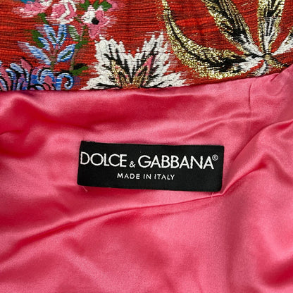 DOLCE&GABBANA ドルチェアンドガッバーナ F0B6AT レッドフローラル ジャカードボタンダウンコート コート