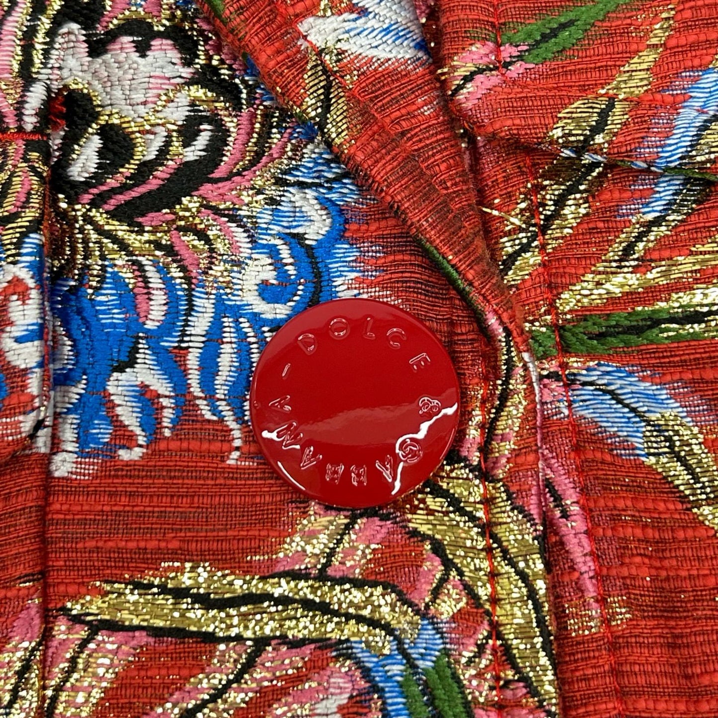 DOLCE&GABBANA ドルチェアンドガッバーナ F0B6AT レッドフローラル ジャカードボタンダウンコート コート